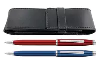 Cross Century II Vibrant Red + Blue Ballpoint + Pen Pouch Set