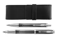 Parker IM Metallic Pursuit Fountain Pen + Ballpoint Pen + Pen Pouch Set