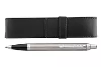 Parker IM Steenless Steel CT Ballpoint Pen + Pen Pouch Set