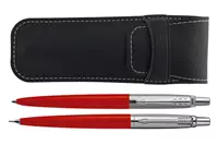 Parker Jotter Special Red Ballpoint Pen + Mechanical Pencil + Pen Pouch Set