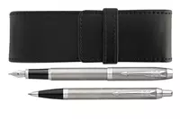 Een Parker IM Stainless Steel CT Vulpen + Balpen + Penetui Set koop je bij Pengraveren.nl