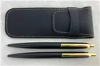 Verona Black Matt GT Ballpoint and Mechanical Pencil Set + Pen Pouch