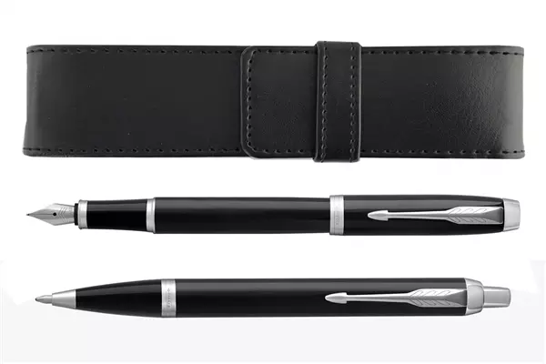 Parker IM Black Lacquer CT Vulpen + Balpen + Penetui Set 