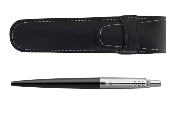 Een Parker Jotter Bond Street Black Balpen & Zwart Etui Set koop je bij Pengraveren.nl