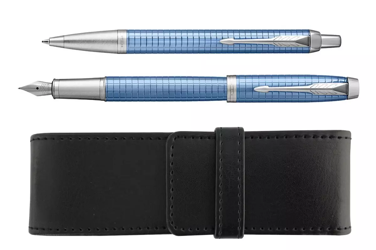 Parker IM Premium Blue Vulpen + Balpen + Etui Set