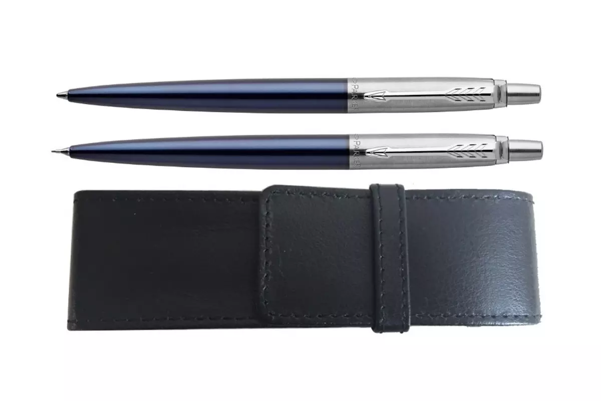 Parker Jotter Royal Blue CT Ballpoint + Mechanical Pencil + Case Set