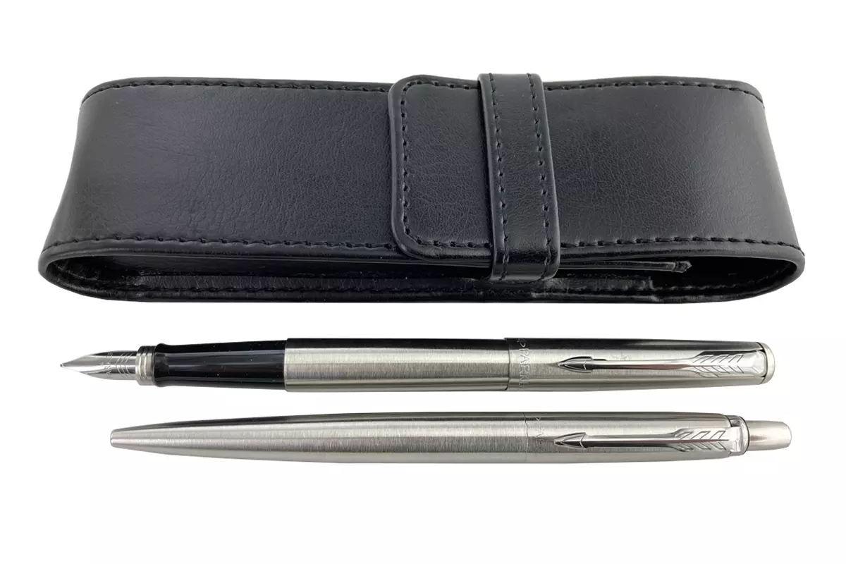 Parker Jotter Steel CT Balpen + Vulpen + Etui Set