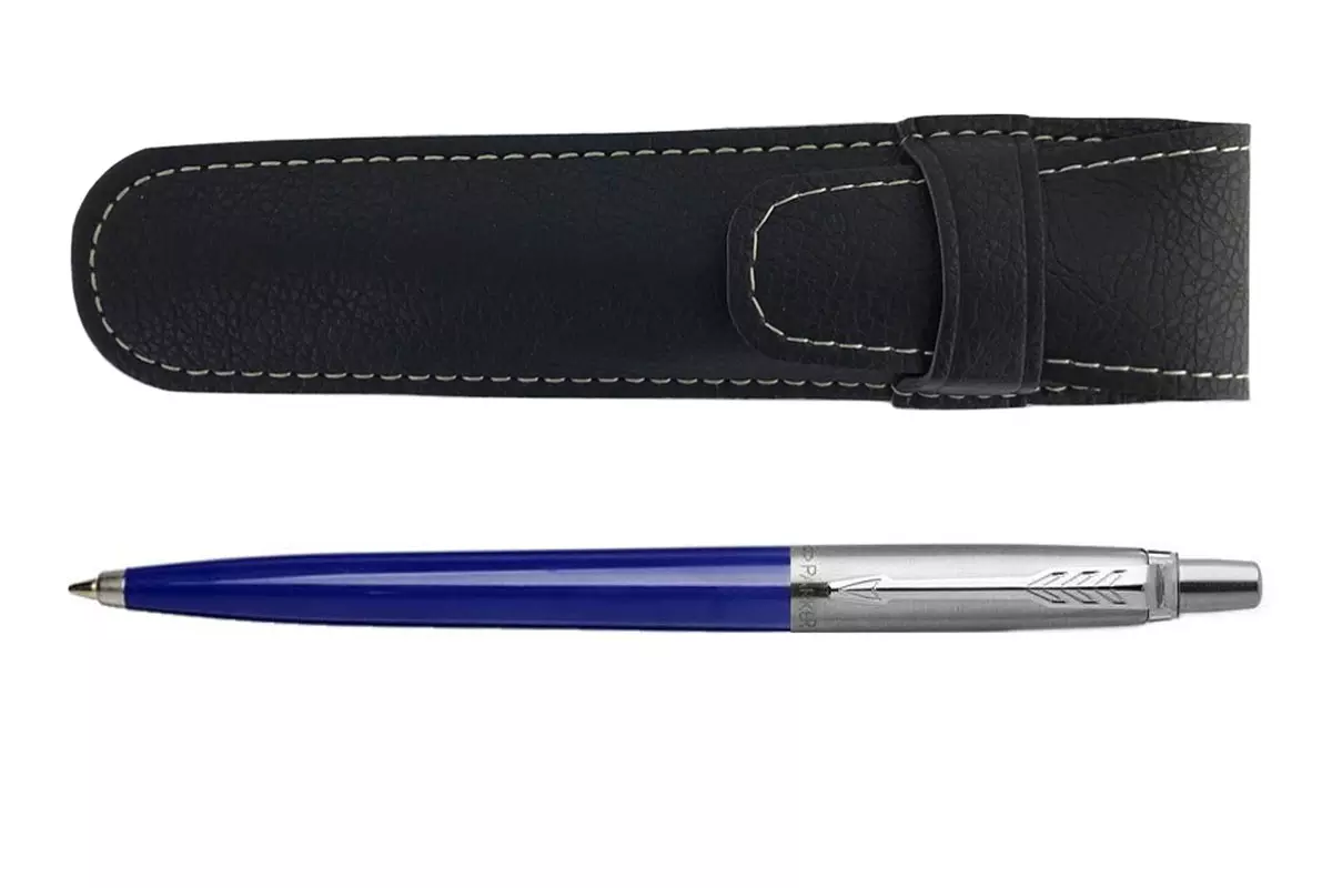 Parker Jotter Dark Blue Balpen & Zwart Etui Set