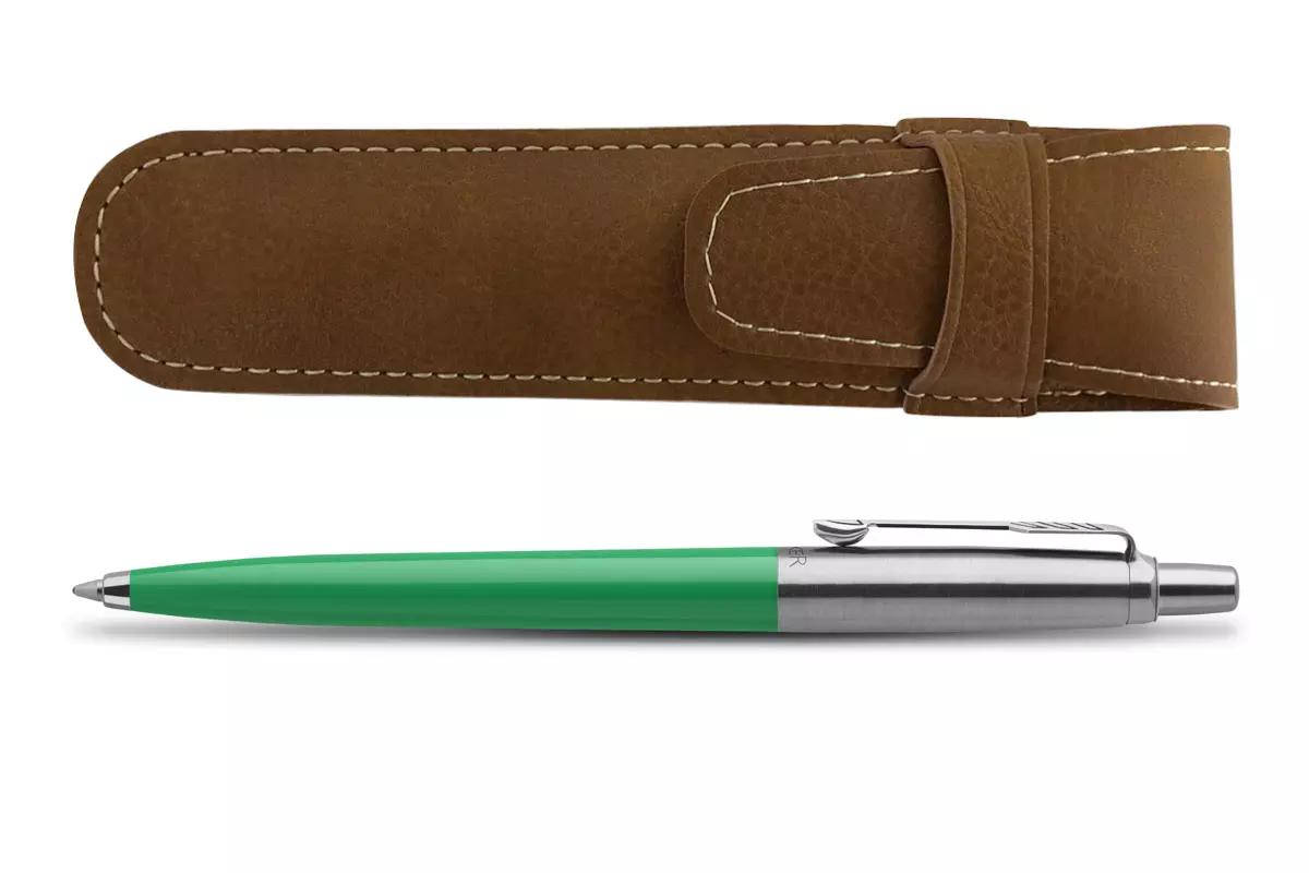 Parker Jotter Green Balpen & Bruin Etui Set